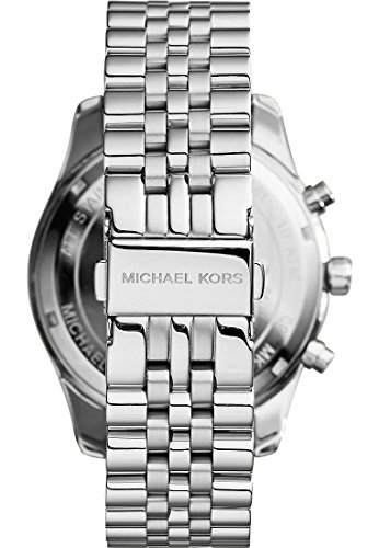 Image of Michael Kors Lexington Watch for Men, 45mm Quartz Chronograph Movement with Stainless Steel Strap, Silver Tone, 44MM, MK8405-AMZUK