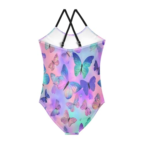 Enchanted Butterfly Pattern Girls One-Piece Swimsuit Beach Swim Bathing Suit2
