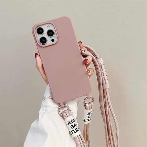 Étui à bandoulière pour iPhone 12 Pro Max en silicone rose sable