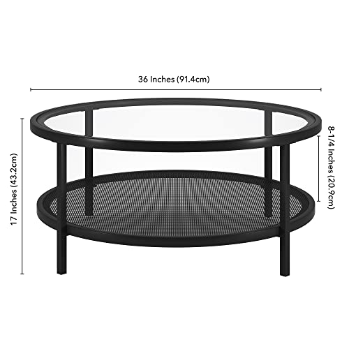 Image of Henn&Hart 36 inch Wide Round Coffee Table in Blackened Bronze, Modern coffee tables for living room, studio apartment essentials