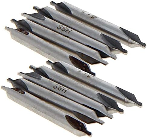 Auniwaig Center Drill Countersink Lathe Bit Mill Tool, Combined Drills Plain Type A 1.5mm x 4mm, Combined Countersinks Drills Set Tool, HSS-6542 Countersinks, 10 Pcs