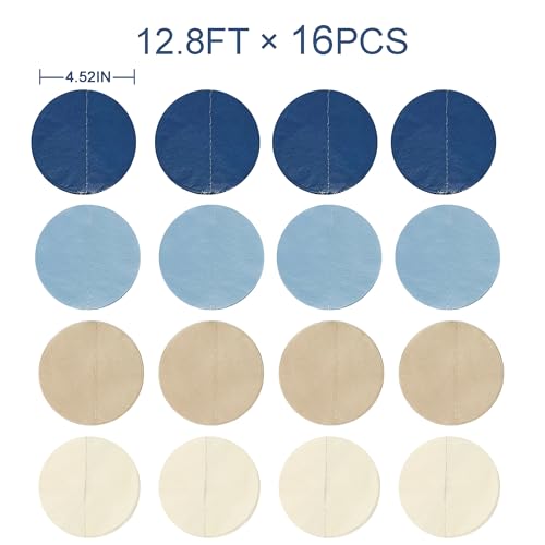 Image of 205 Ft Dusty Blue Party Decorations Navy Blue Khaki Beige Circle Dot Backdrop Garland Tissue Paper Polka Dots Hanging Streamer for Birthday Graduation Wedding Bachelor Engagement Nautical Party