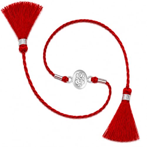 Image of MAIRA 925 Sterling Silver Premium Designer Bracelet Rakhi for Brother | Handmade Raksha Bandhan Sacred Thread with Silver-Tone Geometric Charm & Adjustable Red Braided Cord | Traditional Festival Rakhi Gift (FLOWER)