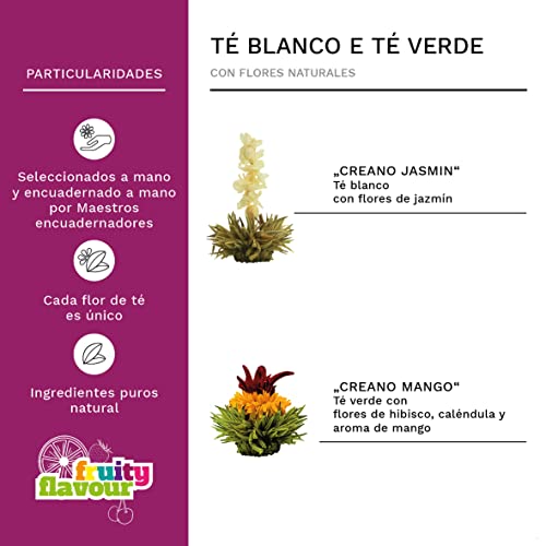 Miniatura 5 de Creano Tetera De Cristal 1,0l - Incluye 2 Flores De Té - Tetera De Cristal Con Colador De Acero Inoxidable Integrado Y Tapa De Cristal, Antigoteo 1.0l