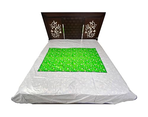 Image of EcoSoft Plastic Sheet,PVC Sheet for Kids,Rubber Sheet for Babies,Bed Wetting Protector(90 x 135 cm) (Green Penguin)