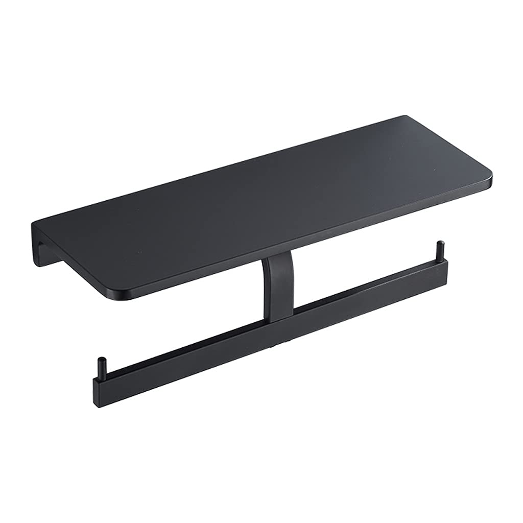 Papel sostenedor de acero inoxidable negro mate con repisa superior plana