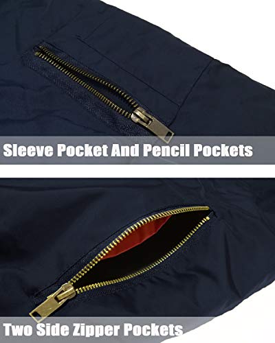 KEFITEVD Hommes Bomber Baseball Vestes Hiver Rétro Militaire Veste Chaud Cargo Manteaux avec 4 Poches,Kaki,XL - Image 6