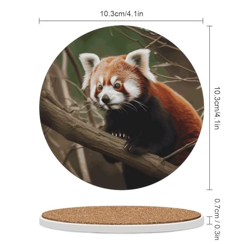 Dessous de verre céramique liège panda rouge protège table boissons chaudes - 3