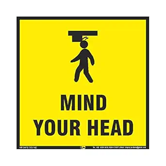 Mr. Safe - Mind Your Head Sign Aluminium Composite Panel Board (8 Inch X 8 Inch)