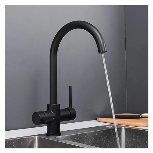 Grifo de cocina de latón mezclador de agua caliente y fría con tres vías integradas 3