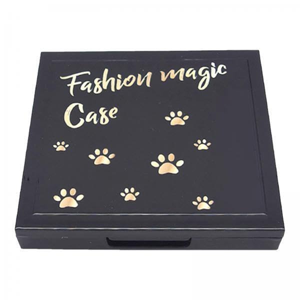 UJEAVETTE® 4xEmpty Magnetic Eyeshadow Palette Large with Mirror for Lipstick Eyeshadow Bright black-image-2