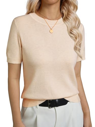 GKBK Women's Short Sleeve Sweaters Wool Blend Knit Summer Tops Soft Business Casual Outfits for Women 2026 Fashion Trendy - image 1
