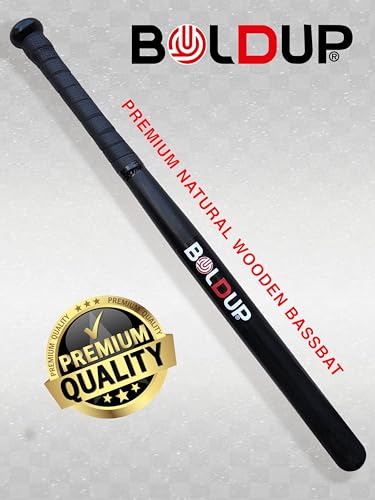 Image of Wooden Baseball Bat | Solid Wood | Durable Full-Size Baseball Bat with Anti-Slip Grip (Black1 PC)