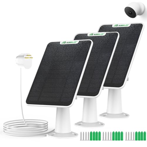 Image of Sabilor Solar Panel for Security Camera Compatible with Google Nest Camera Outdoor & Indoor (Battery Version), 6W Solar Panels IP65 Weatherproof, Wall Mount with Upgraded Professional Anti-Theft Rope