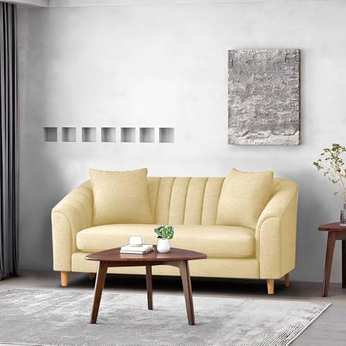 Image of Doraldo 2 Seater Sofa Set for Living Room (Cream) Premium Fabric Sofa