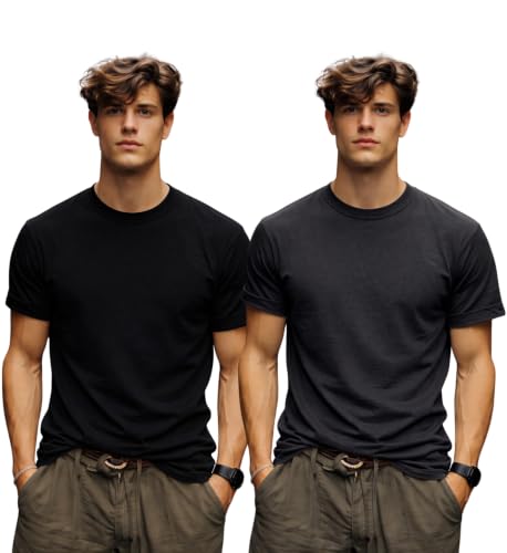 Image of INKKR Men's Solid Round Neck Half Sleeve Classic Cotton Bio-wash T-Shirt Combo | Crew Neck Cotton Tshirt for Men Combo