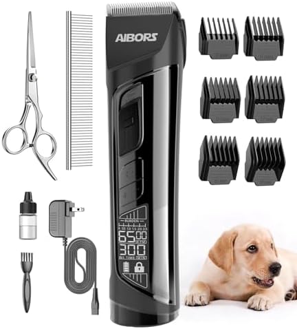 GOOAD Cordless Dog Clippers - Low Noise (<55dB), Rechargeable, Titanium Blade, For Thick Coats, Grooming Kit For Small/Large Dogs & Cats (Blue)