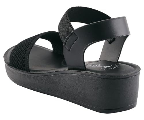 Image of puntoblu Cushion Comfort Platform Heel Sandals for Women | Comfortable Padded Footbed | Breathable Mesh | Slingback Closure | Anti-Skid & Durable Mid Heel Sandal for Girls