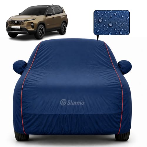 Image of Car Cover for Tata Safari 2005-2011 | 100% Waterproof Heavy-Duty 3-Layer Car Body Cover | All-Weather Rain, UV, Sun & Dust Protection | Custom Fit | Mirror & Antenna Pockets | Navy Blue