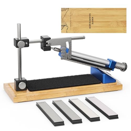 Jradse Manuelles Messerschärfer-Set mit Winkelführung – Professionelles Set mit 4 Schleifsteinen...