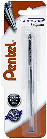 Pentel Superb Ball Pen Medium 1.0mm Tip 0.5mm Line Black Ref BK77M-A [Pack of 12]