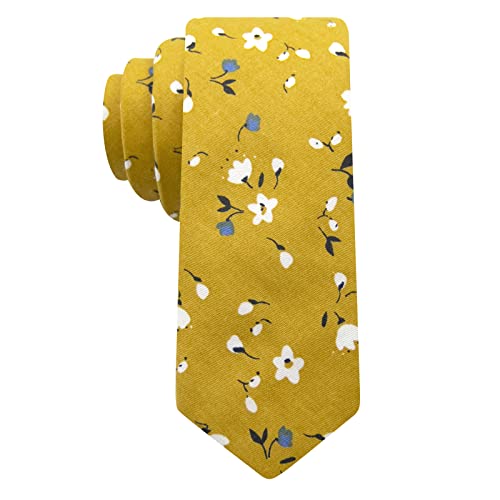 Image of Mantieqingway Floral Ties for Men Skinny Cotton Tie Flower Necktie