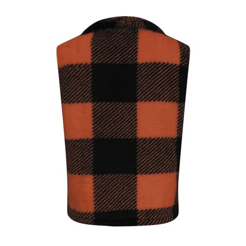 Womens Plaid Fuzzy Fleece Vest Sleeveless Lapel Open Front Cardigan Jacket Fall Winter Trendy Plush Coat4