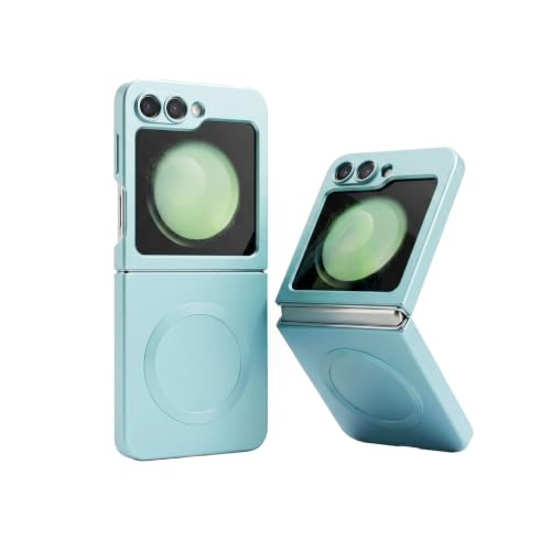Image of amazon basics Premium Mag-Safe Case for Samsung Galaxy Z Flip 5 | Shockproof & Anti-Scratch Cover | Soft Silicone with Wireless Charging | Camera Lens Guard - Blue