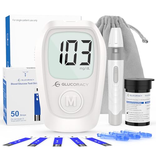 Glucoracy G-425 Blood Glucose Monitor Kit, Blood Sugar Test Kit with Lancing Device, 50 Test Strips and 50 Lancets, Glucose Meter for Home Use, Diabetes Home Testing Kit
