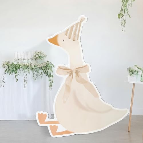 Image of Croblissful One Silly Goose Party Decorations 1st Birthday Backdrop Duck Animal Background Prop for Birthday Baby Shower Party Supplies(Beige,Goose)
