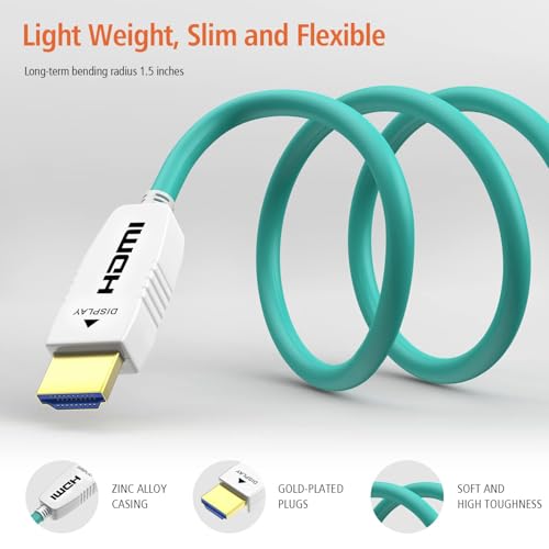 Image of RUIPRO 8K Fiber Optic HDMI 2.1 Cable, 48Gbps, 8K60, 4K120, HDR, eARC, 33FT | Fiber Optic Technology Reduces EMI and Signal Loss vs Copper Cables for Stable 4K@120Hz Gaming and Long-Distance 8K Video