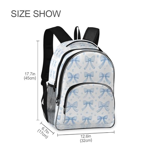 Water-Resistant Blue Bows Backpack - Lightweight Laptop Backpack with 15.6" Compartment, Durable Commuter Backpack for Work & Outdoor（91）4