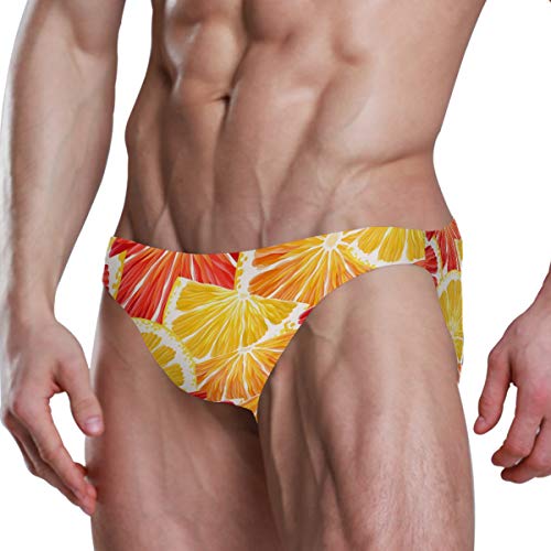 Chic Houses Men Swimming Trunks Colorful Lemon Fruit Summer Elastic Waist Swim Briefs 2030006 #TOP4