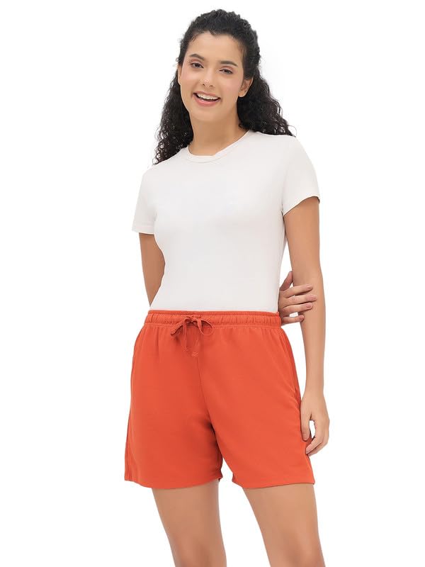 clovia Women's Rayon Printed Shorts With Pocket In Bronze-picture-29