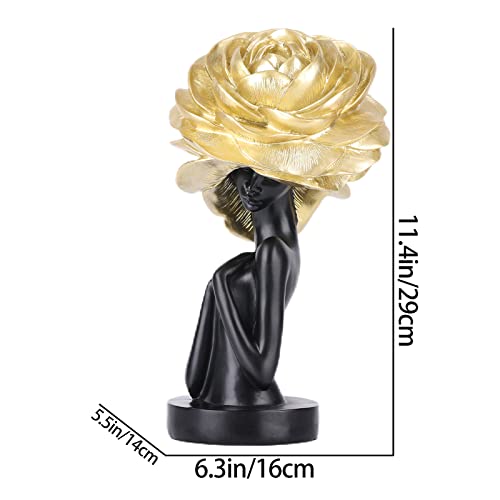 Dovdov Black And Gold African Statues And Sculptures, African-American Women Busts African Statues For Home Decor, Modern Living Room Decor, Office, Shelf, Console Decor Filling #TOP1