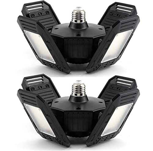 Anypowk Deformable Led Garage Lights - 12000 Lumen 6500K Daylight 120W, Four Leaf Garage Organization Ceiling Lighting, Pack Of 2 #TOP2