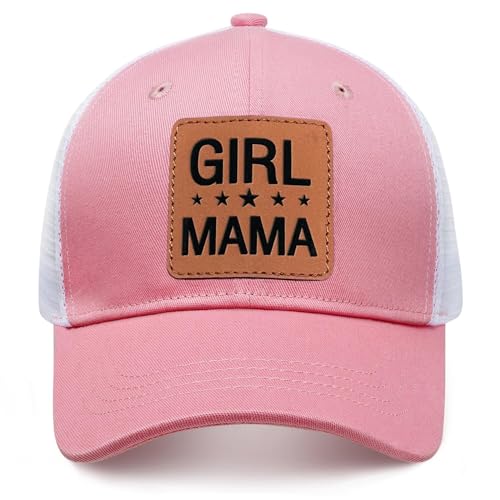 Image of Mother Mama Mom Hat for Women Leather Patch Baseball Mom Trucker Cap Gifts for Mothers Day Birthday