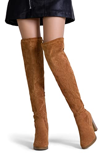 Vepose Women's Thigh High Boots Heeled Over The Knee 96 Khaki Boots Sexy Platform Chunky Heel Suede Shoes Size 8.5(Cjy996 Khaki 08.5) #TOP3