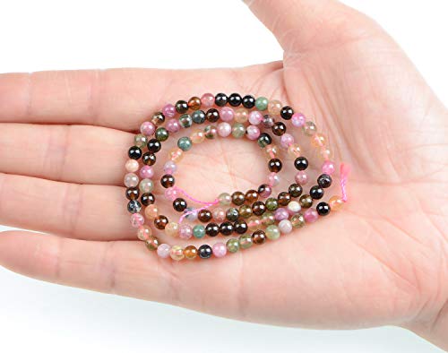 Image of AD Beads Natural Watermelon Tourmaline Round Gemstone Beads for Crafts 15.5'' (4mm)