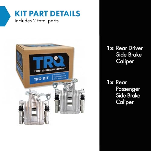 Image of TRQ Rear Brake Caliper Set Zinc Coated Brackets Hardware Compatible with 1998-2001 Audi A6