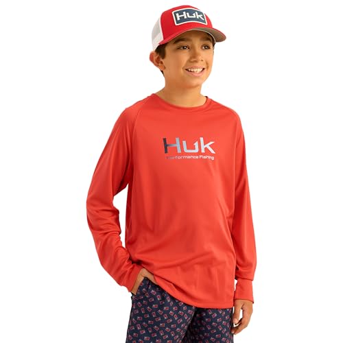 Image of HUK Boys Pursuit Solid Long Sleeve Shirt, Fishing Shirt for Kids