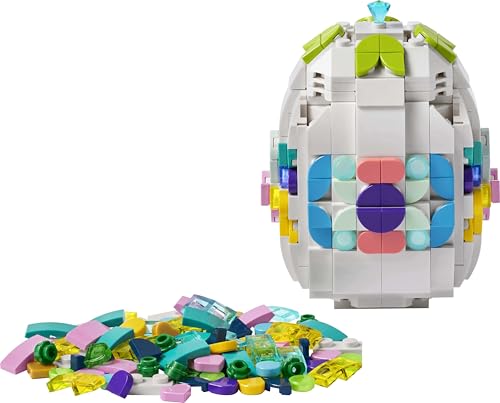 LEGO Decorative Easter Egg, Toy Ornament w/Colourful Decoration Pieces incl. Gold Hearts & a Gemstone - Image 2