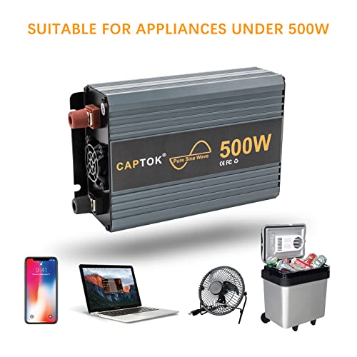 Captok 500W Pure Sine Wave Power Inverter With Remote Control Dc 12V Ac 110V 5V 2.1A Usb Port For Car Solar System #TOP4