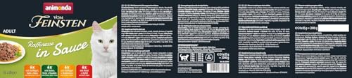 animonda vom Feinsten Premium Katzenfutter nass Raffinesse in Sauce, 24 Portionsbeutel (24 x 85g), hochwertiges Katzen Nassfutter ohne Zucker, mit frischen fleischigen Zutaten