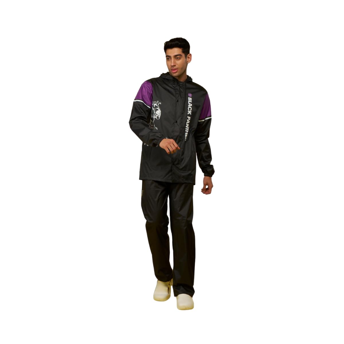 ZEEL Water Fighter Rain Coat for Men Black-Purple XL - Image 1