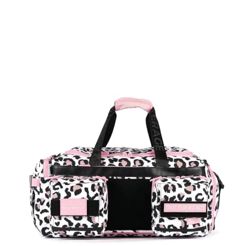 WOLFpak Ultimate 40L Gym & Travel Duffle Bag Rigid Frame (Leopard Pink Zip)