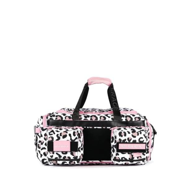 WOLFpak Ultimate 40L Gym & Travel Duffle Bag Rigid Frame (Leopard Pink Zip)