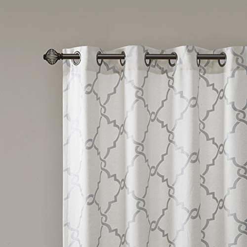 Madison Park Saratoga Single Window Curtain Light Filtering Fretwork Print 1 Panel Grommet Top Drape for Living Room Bedroom and Dorm 50x63 - Image 4