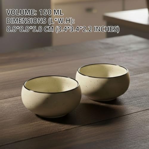 Image of Freakway Handmade 150ml Speckled Ceramic Bowl Set (4 pc), Microwave & Dishwasher Safe, 3.4 inch Compact Dipping & Snack Bowls, Ideal for Gifting
