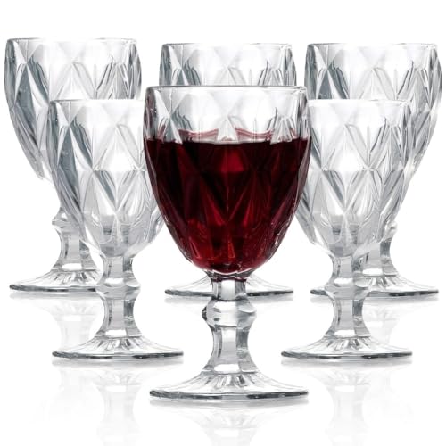 Jogo Kit 6 Taças de Vidro Transparente 360ml para Água Vinho Suco e Drinks. Conjunto de Taças de Servir Mesa Posta Elegante Utensílios de Cozinha Jogo de Copos Cálice de Vidro Resistente Luxo